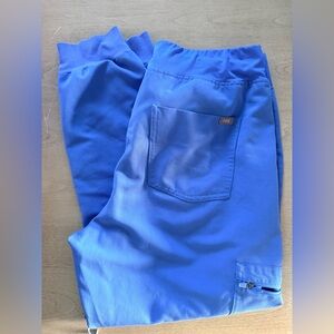 FIGS High Waisted Blue Zamora Jogger Scrub Pants Women's Sz Large Petite